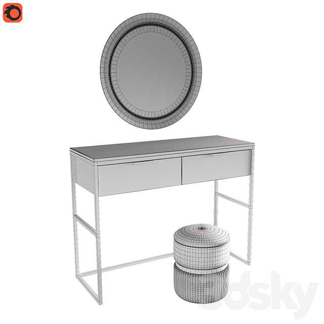 Dressing table Nord. pouf Roma big. mirror Afsan la redoute 3dsky