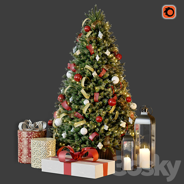 Christmas tree with decor 1 3DSMax File - thumbnail 2