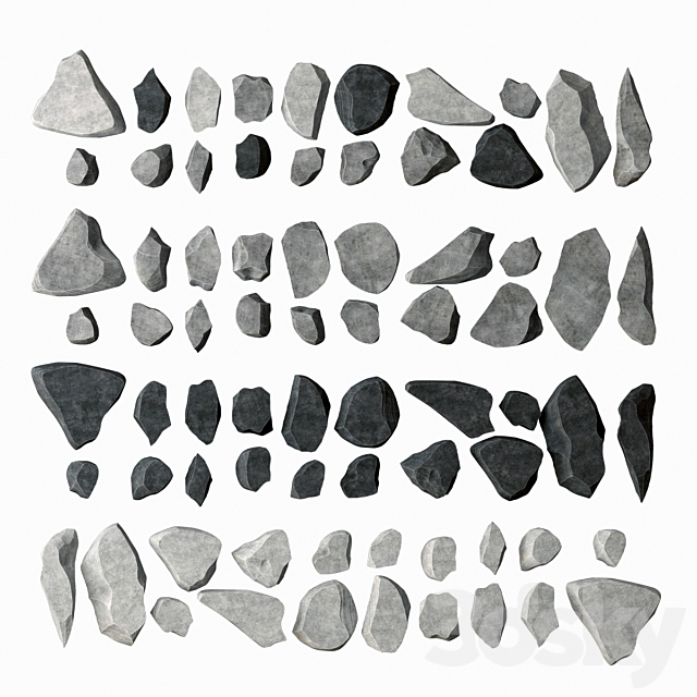 Rock stone plate splinter n1 _ Rock stone plate 3d