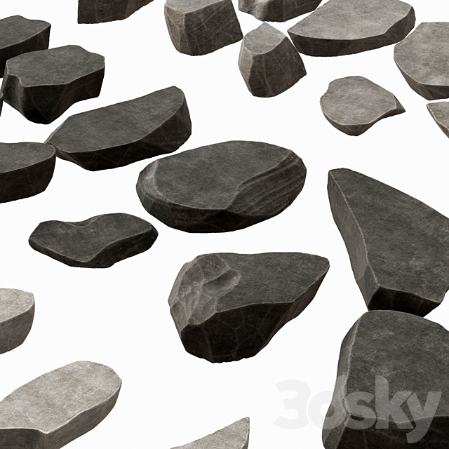 Rock stone plate splinter n1 _ Rock stone plate 3dsky