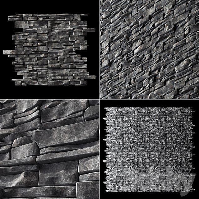 Wall clincer rock brick n3 _ Wall of rock clinker bricks 3DSMax File - thumbnail 1