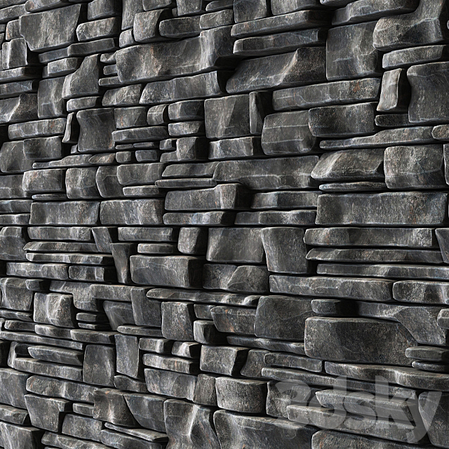 Wall clincer rock brick n3 _ Wall of rock clinker bricks 3DSMax File - thumbnail 3