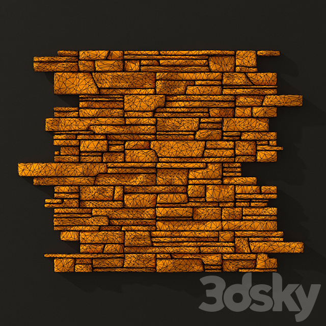 Wall clincer rock brick n3 _ Wall of rock clinker bricks 3DSMax File - thumbnail 5