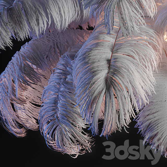 Natural Ostrich Feather Modern Chandelier 3DSMax File - thumbnail 2