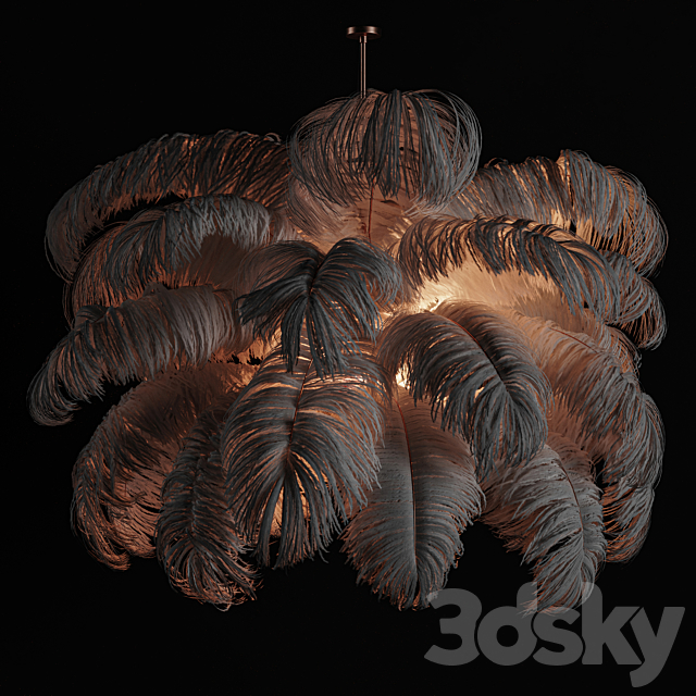 Natural Ostrich Feather Modern Chandelier 3DSMax File - thumbnail 3