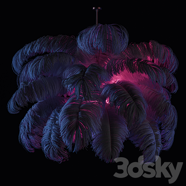 Natural Ostrich Feather Modern Chandelier 3DSMax File - thumbnail 4