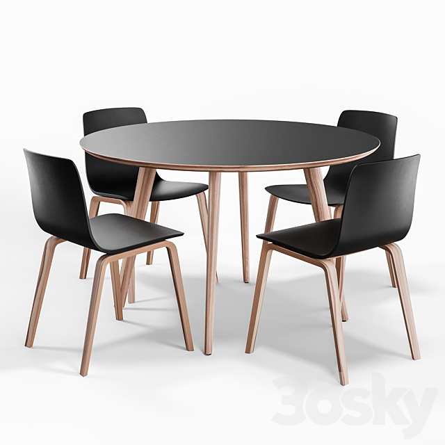 Arper AAVA 4 WOOD LEGS and Gher Table 3DSMax File - thumbnail 1