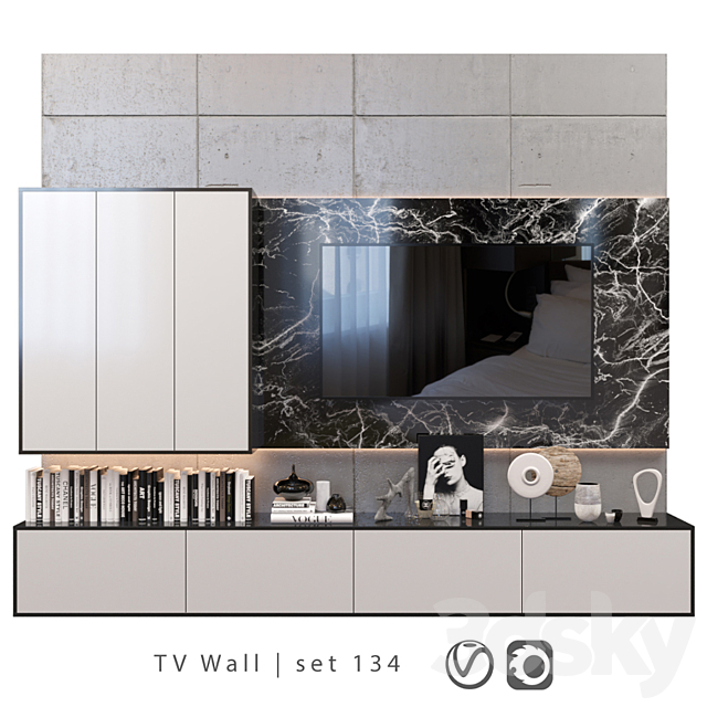 TV Wall | set 134 3DSMax File - thumbnail 1