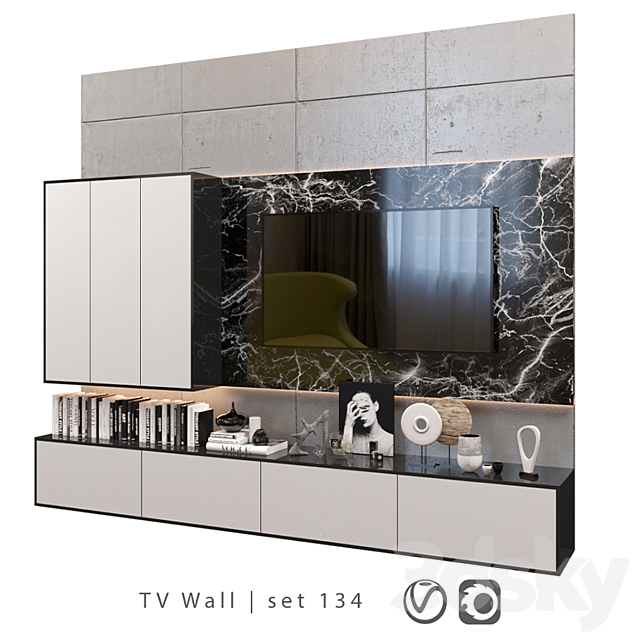 TV Wall | set 134 3DSMax File - thumbnail 2