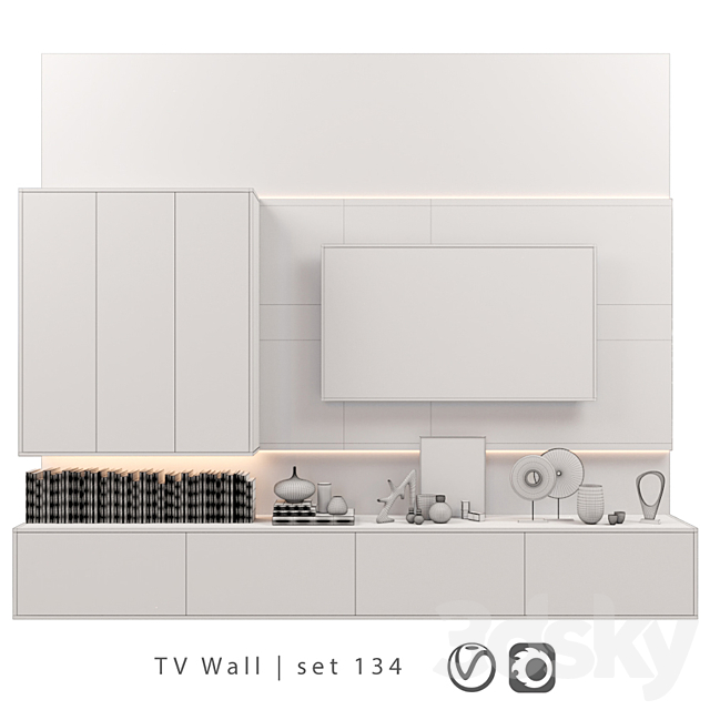 TV Wall | set 134 3DSMax File - thumbnail 3