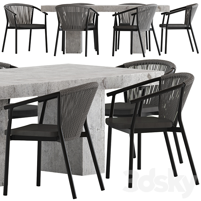 Coco Republic Abbott Dining Table and Marco Chair 3DSMax File - thumbnail 2
