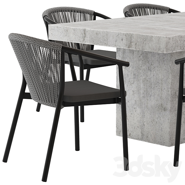 Coco Republic Abbott Dining Table and Marco Chair 3DSMax File - thumbnail 3