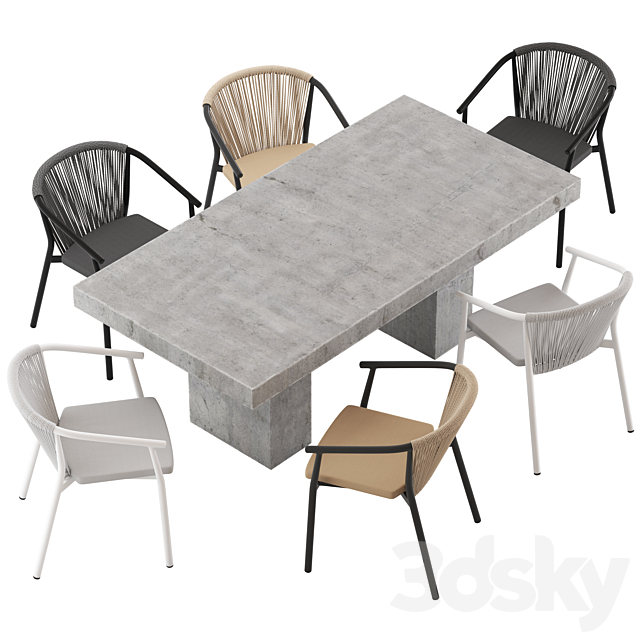 Coco Republic Abbott Dining Table and Marco Chair 3DSMax File - thumbnail 4