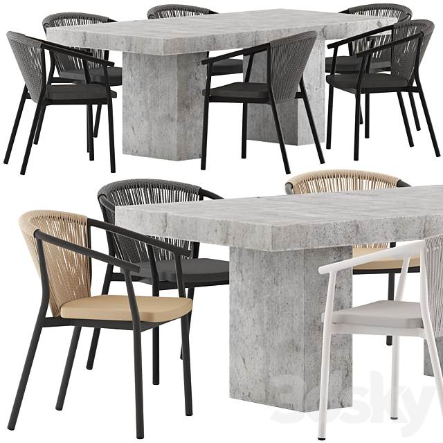 Coco Republic Abbott Dining Table and Marco Chair 3DSMax File - thumbnail 1