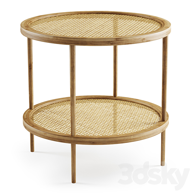 Double wooden rattan coffee table _ Double rattan coffee table 3DSMax File - thumbnail 1