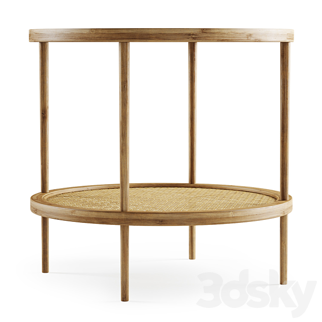 Double wooden rattan coffee table _ Double rattan coffee table 3DSMax File - thumbnail 2