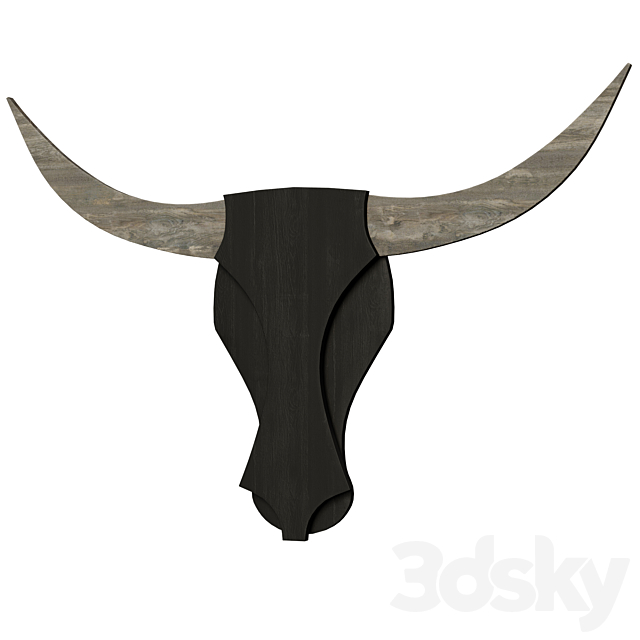 Wooden bull head (wall decor) 3DSMax File - thumbnail 1