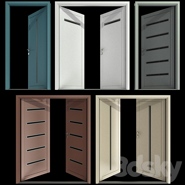 Metal swinging fire doors 3d