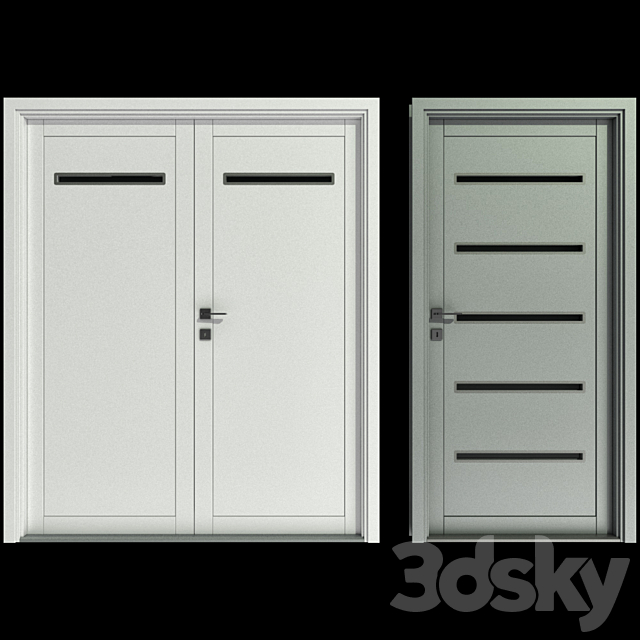 Metal swinging fire doors 3dsky