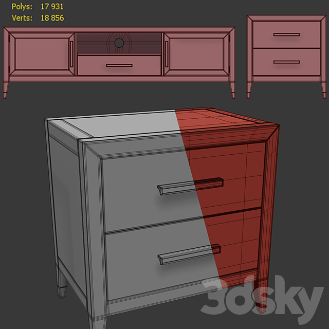 Chest of drawers and dresser Deco MiK. Tvstand. nightstand 3DSMax File - thumbnail 5