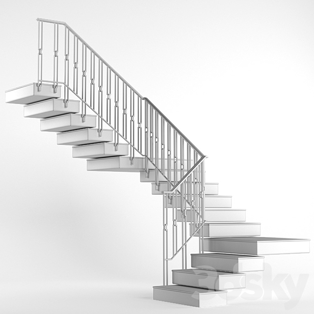 Art Deco marble staircase with lighting 3DSMax File - thumbnail 2