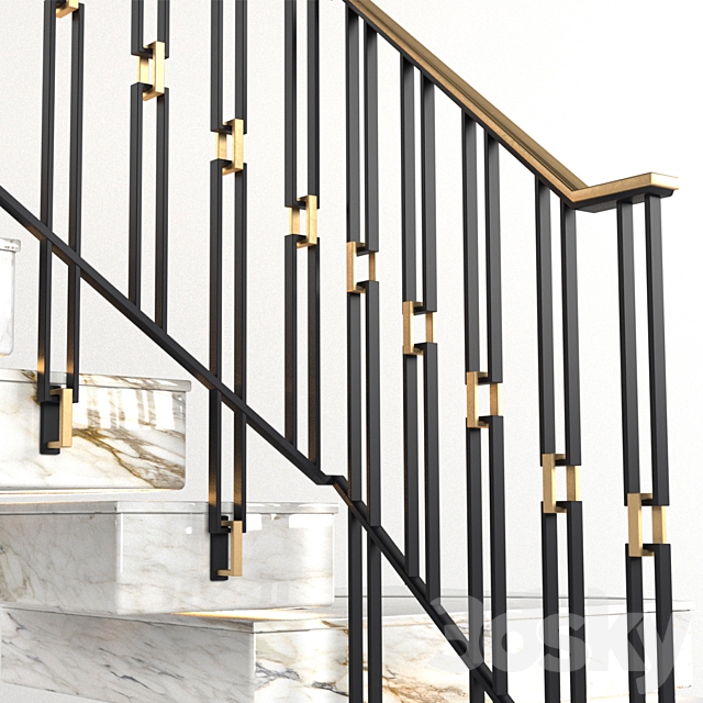 Art Deco marble staircase with lighting 3DSMax File - thumbnail 3