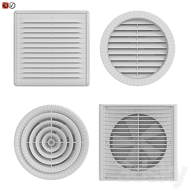 Set of ventilation grilles 3d