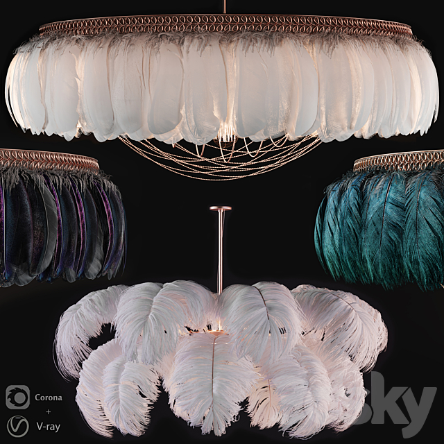 Feather modern chandeliers 3DSMax File - thumbnail 1