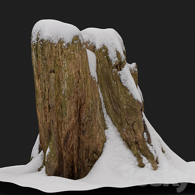 Stump under the snow 3dsky
