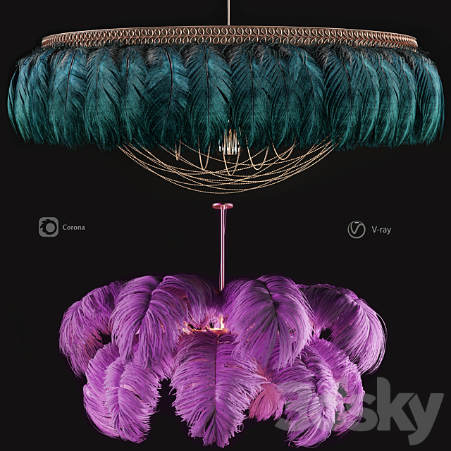Feather modern chandeliers 3DSMax File - thumbnail 3