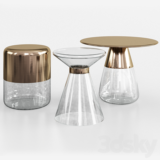 Maisons du Monde glass and gold metal side table 3DSMax File - thumbnail 1