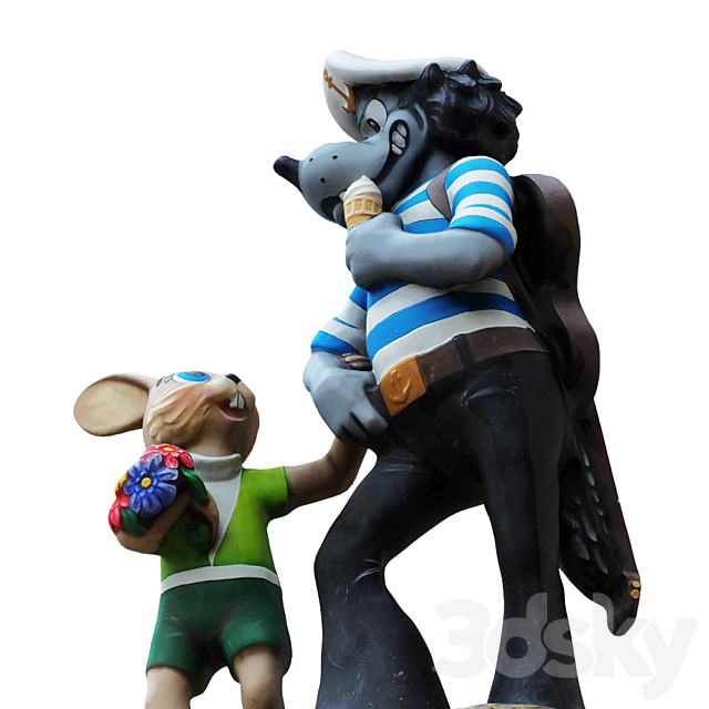Sculpture of the characters Wolf and the Hare 3DSMax File - thumbnail 3