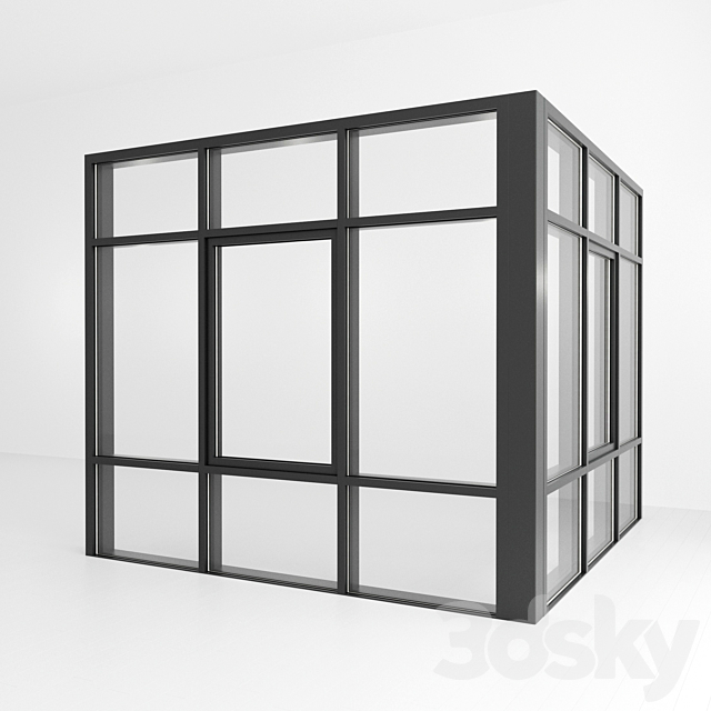 Panoramic glazing. Stained glass. 99 3d