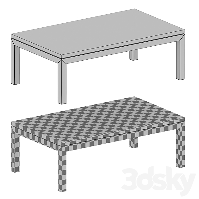 Parsons White Marble Top _ Stainless Steel Base 48×28 Small Rectangular Coffee Table (Crate and Barrel) 3DSMax File - thumbnail 5