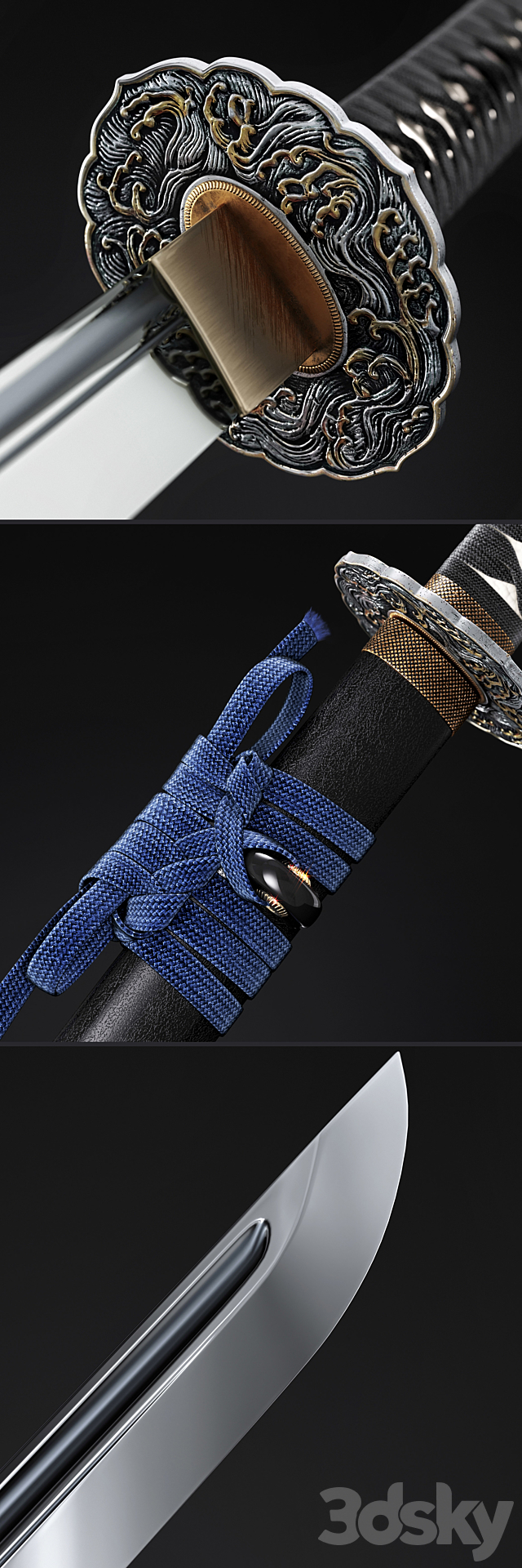 Katana japanese sword 3d