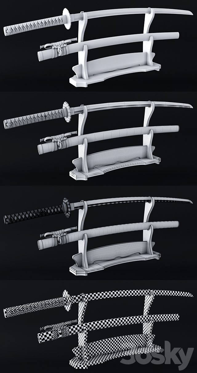 Katana japanese sword 3dsky