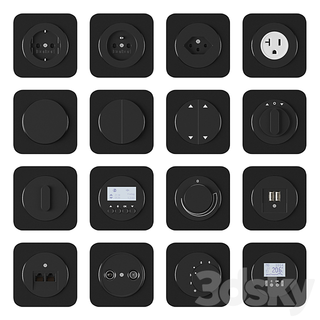 Berker Serie R1 Glass 3dsky