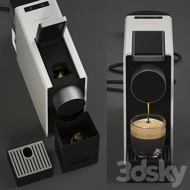 Xiaomi SCISHARE Capsule Coffee Machine Mini 3d