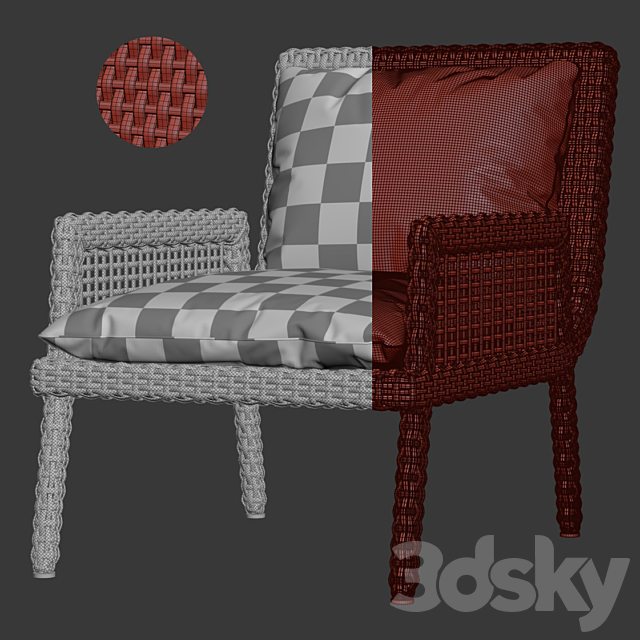 Rattan lounge chair DR51 _ Rattan chair 3DSMax File - thumbnail 4