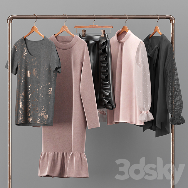 Elegant Set Woman Clothes Set 02 3DSMax File - thumbnail 4