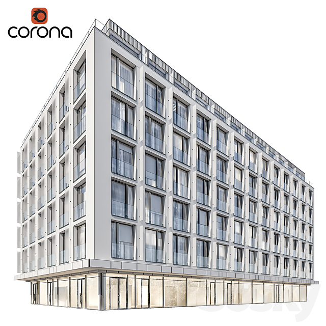 Modern residential building 05 | night 3d