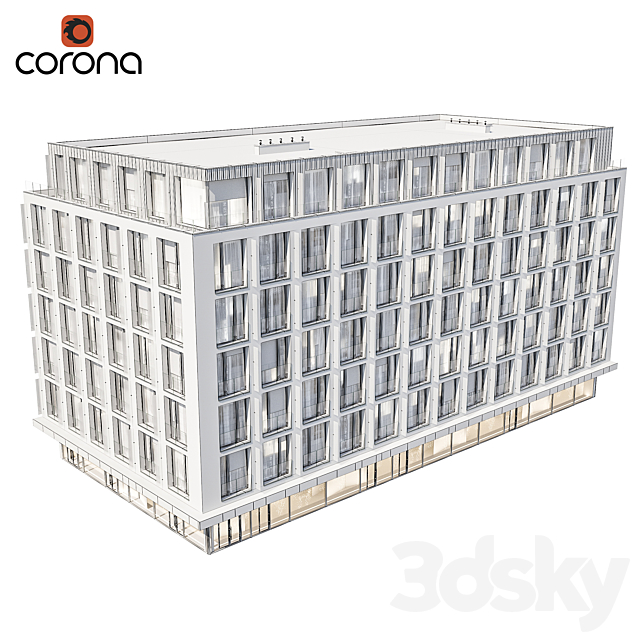 Modern residential building 05 | night 3DSMax File - thumbnail 4