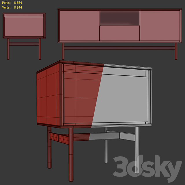 Chest of drawers and bedside tables Vesta. Tvstand. nightstand by LuLu 3DSMax File - thumbnail 5