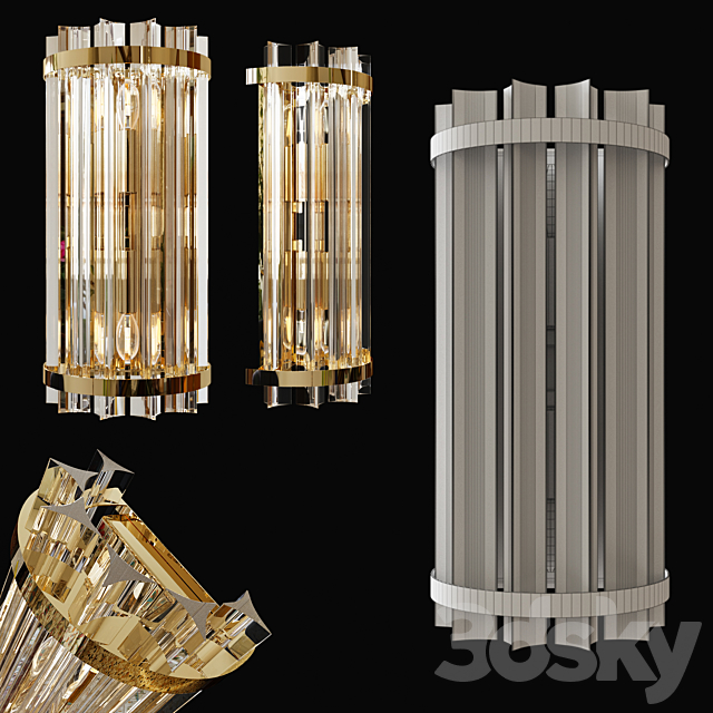 Wall lamp made of glass Garda Decor (set of 2 – 55cm and 35cm) 3DSMax File - thumbnail 2