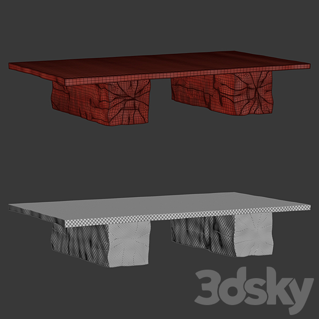 Wooden coffee table _ Wooden coffee table 3DSMax File - thumbnail 3