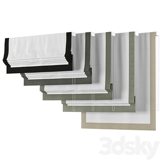 Roman Curtains 47 | Loganova | Border Chevalle Design Flat Linen 3d
