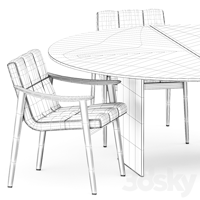 FYNN chair and LINHA DINING TABLE by Minotti 3DSMax File - thumbnail 5