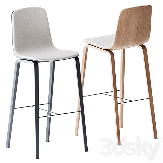 High upholstered bar stool Aavo by Arper 3DSMax File - thumbnail 1