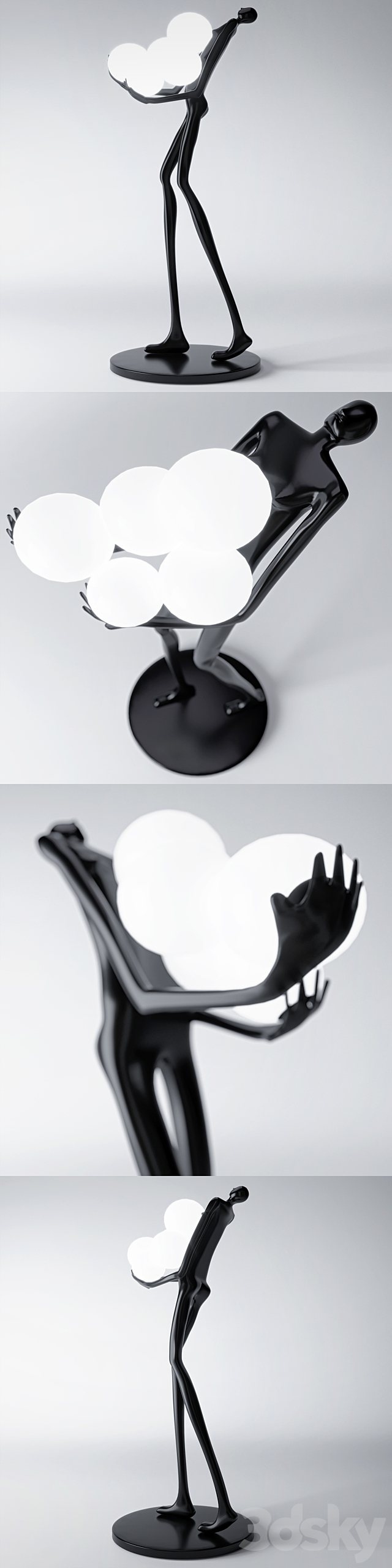 Floor Lamp Man Baloons Black 3DSMax File - thumbnail 2