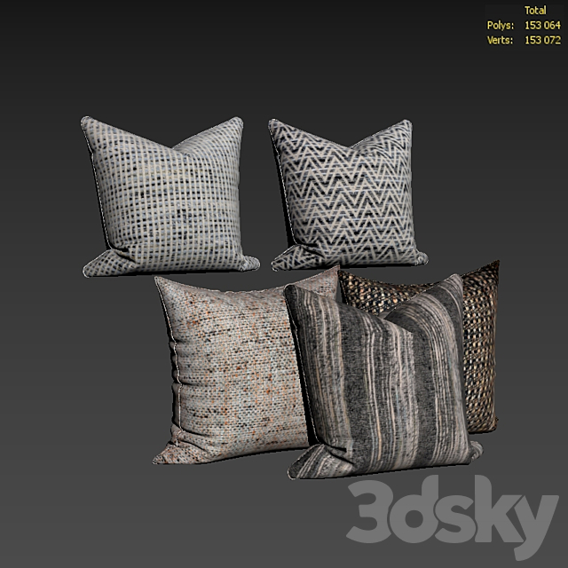 Decorative pillows set 587 3DSMax File - thumbnail 2